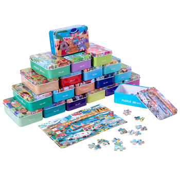 Puzzle plat din lemn pentru copii 4–6 ani, 60 piese, ambalaj blister