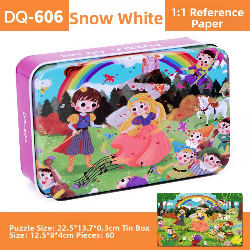 Puzzle plat din lemn pentru copii 4–6 ani, 60 piese, ambalaj blister