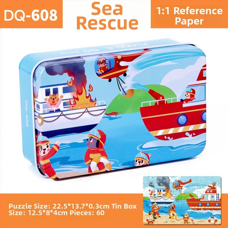 Puzzle plat din lemn pentru copii 4–6 ani, 60 piese, ambalaj blister