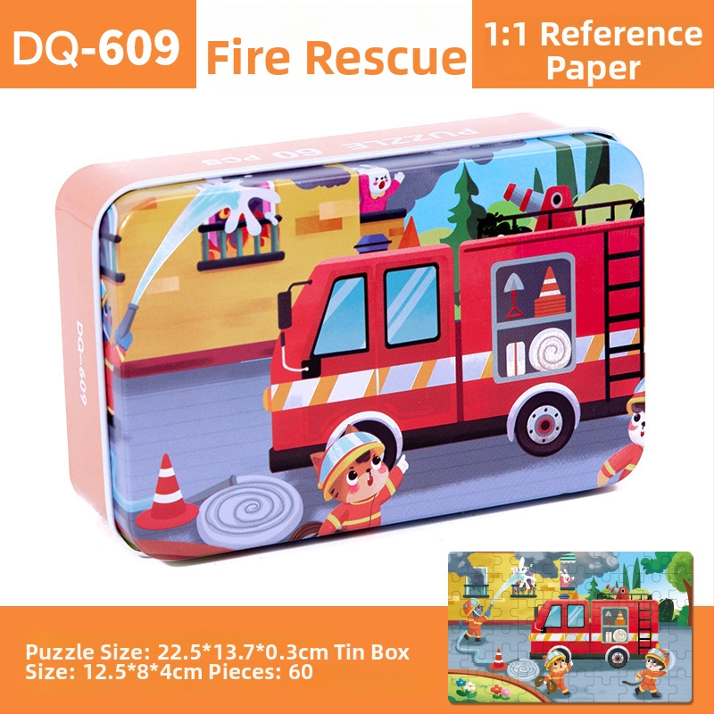 Puzzle plat din lemn pentru copii 4–6 ani, 60 piese, ambalaj blister