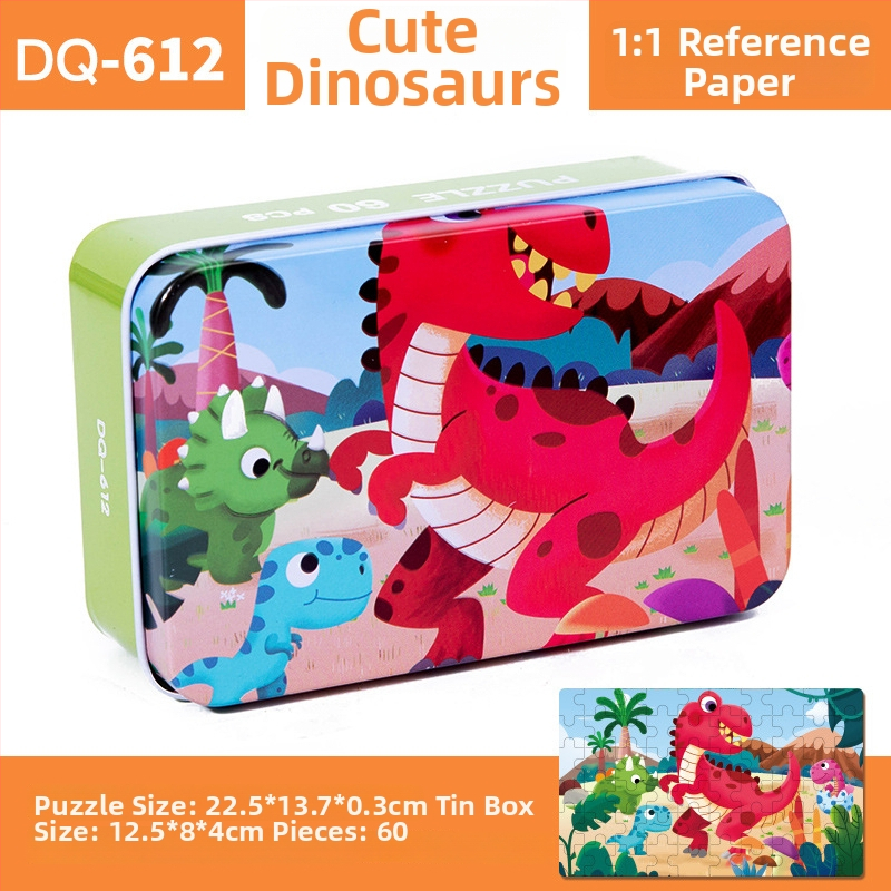 Puzzle plat din lemn pentru copii 4–6 ani, 60 piese, ambalaj blister