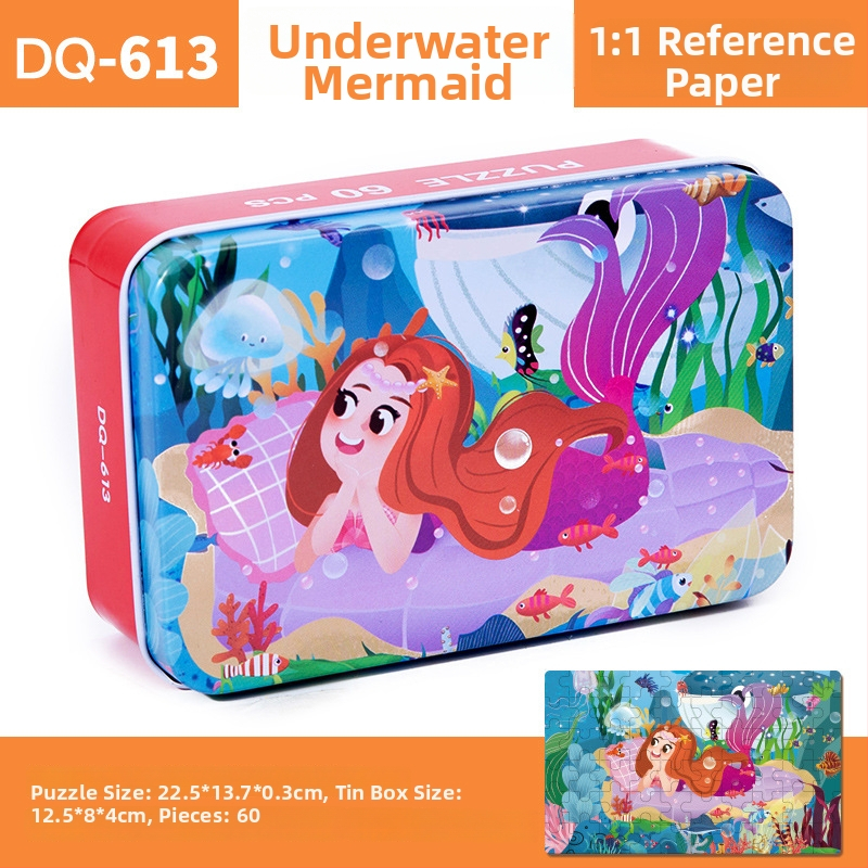 Puzzle plat din lemn pentru copii 4–6 ani, 60 piese, ambalaj blister