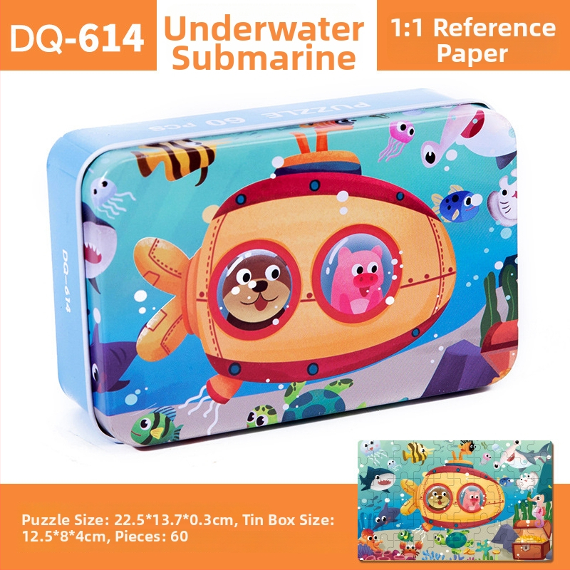 Puzzle plat din lemn pentru copii 4–6 ani, 60 piese, ambalaj blister