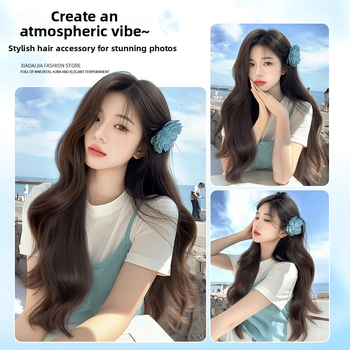 Perucă cu bucle lungi, dantelă frontală, acoperire completă a capului, fibre rezistente la temperatură