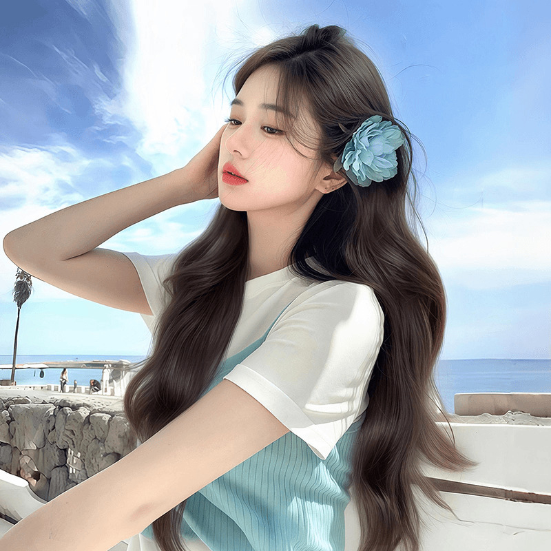 Perucă cu bucle lungi, dantelă frontală, acoperire completă a capului, fibre rezistente la temperatură