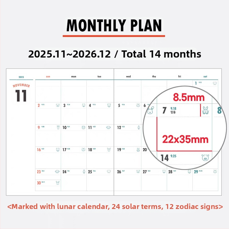 Εβδομαδιακό ημερολόγιο με εξώφυλλο PVC, ραφή με κλωστή, χαρτί 75 g/m², 50–100 σελίδες, φοιτητικό μηνιαίο σχέδιο