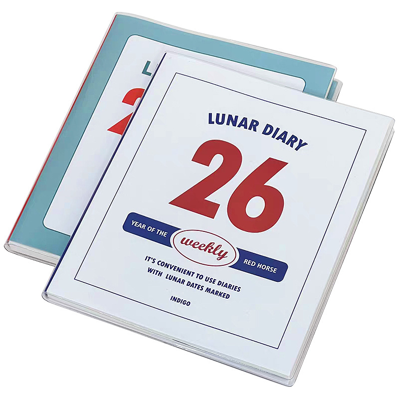 Εβδομαδιακό ημερολόγιο με εξώφυλλο PVC, ραφή με κλωστή, χαρτί 75 g/m², 50–100 σελίδες, φοιτητικό μηνιαίο σχέδιο