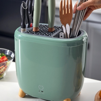 Μαχαιροθήκη με ενσωματωμένη αποστείρωση και στέγνωμα και θήκη για μαχαιροπίρουνα – Πλαστικό, βάση δαπέδου, μοντέλο ACF097