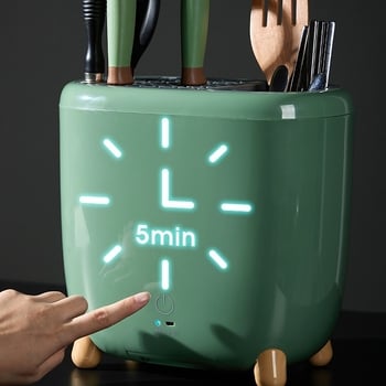 Μαχαιροθήκη με ενσωματωμένη αποστείρωση και στέγνωμα και θήκη για μαχαιροπίρουνα – Πλαστικό, βάση δαπέδου, μοντέλο ACF097