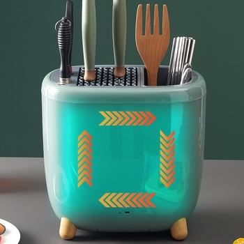 Μαχαιροθήκη με ενσωματωμένη αποστείρωση και στέγνωμα και θήκη για μαχαιροπίρουνα – Πλαστικό, βάση δαπέδου, μοντέλο ACF097