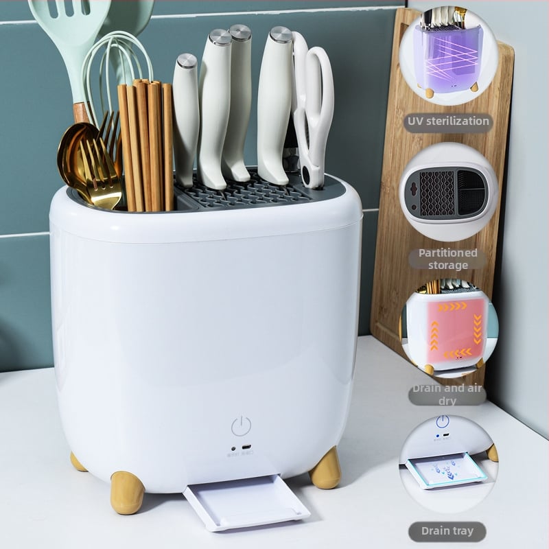 Μαχαιροθήκη με ενσωματωμένη αποστείρωση και στέγνωμα και θήκη για μαχαιροπίρουνα – Πλαστικό, βάση δαπέδου, μοντέλο ACF097