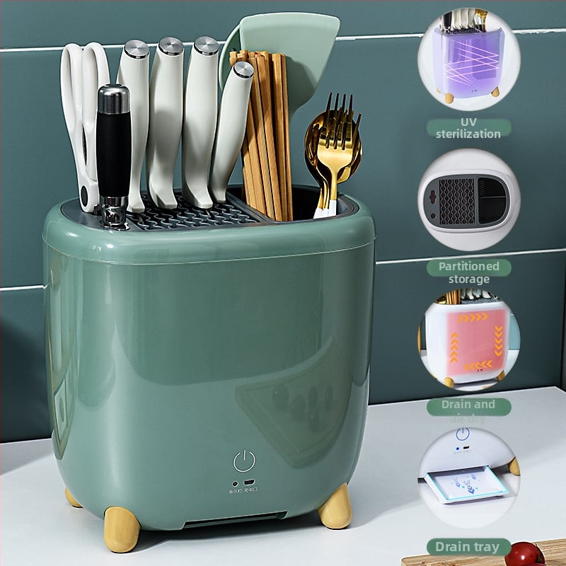 Μαχαιροθήκη με ενσωματωμένη αποστείρωση και στέγνωμα και θήκη για μαχαιροπίρουνα – Πλαστικό, βάση δαπέδου, μοντέλο ACF097