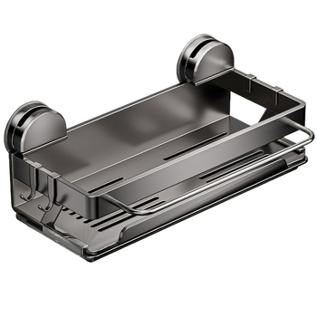Raft de bucătărie din oțel inoxidabil, montat pe perete cu ventuză, spațiu de depozitare și coș de uscare pentru cârpe