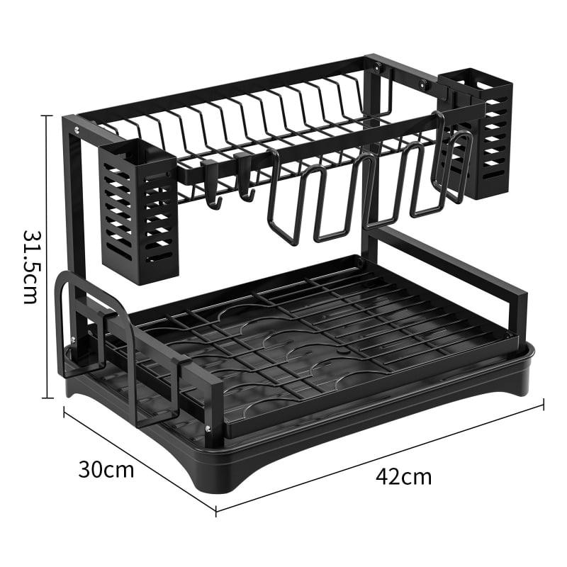 Ράφι αποστράγγισης πιάτων – πολυλειτουργικό για μπολ, μαχαιροπίρουνα και πιάτα; κατασκευή από σίδερο-σύρμα; μοντέρνος μινιμαλιστικός σχεδιασμός