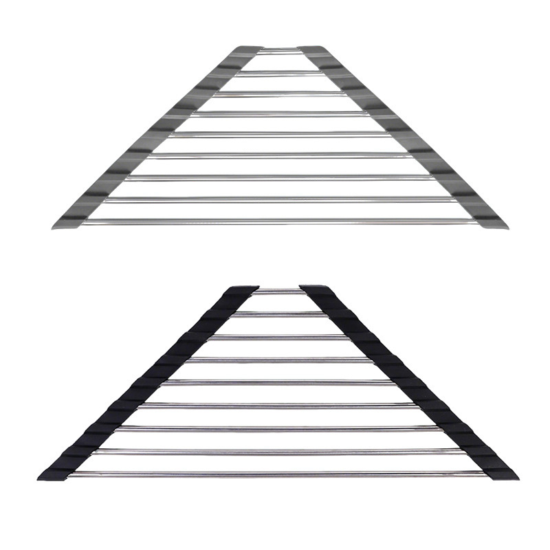 Sklopivi trokutasti stalak za sudoperu, nehrđajući čelik, odvodnja, kuhinjska serija