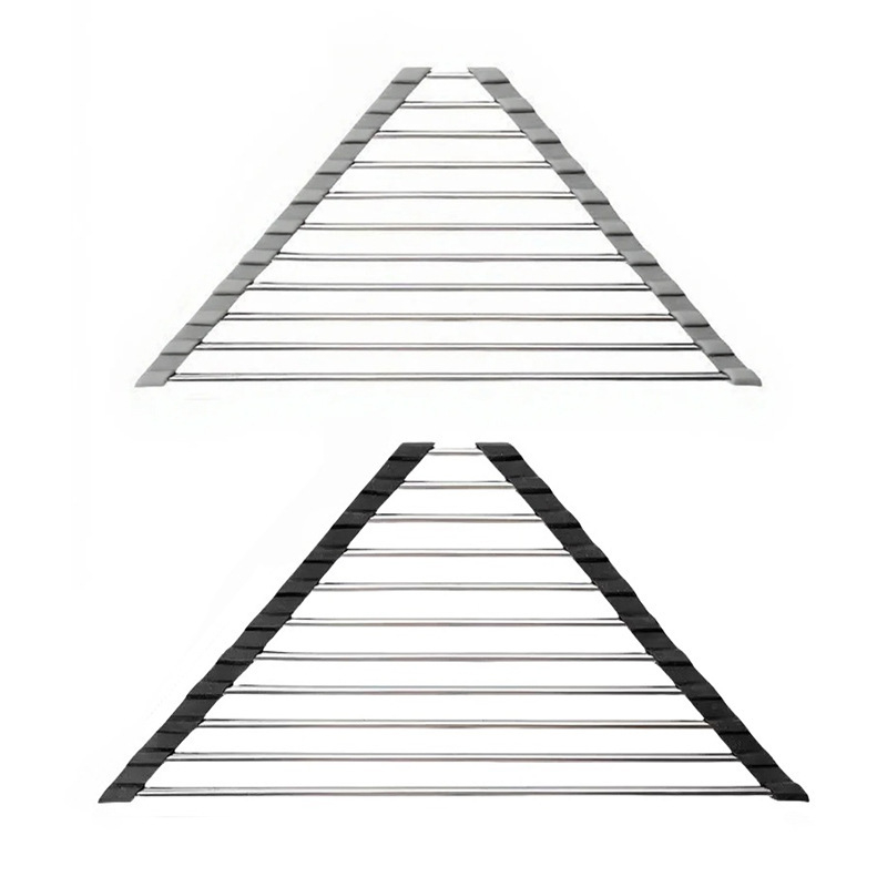 Sklopivi trokutasti stalak za sudoperu, nehrđajući čelik, odvodnja, kuhinjska serija