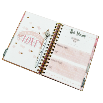 Jurnal de planificare a nunții cu spirală metalică, copertă din hârtie, 100 g hârtie neutră, element din aliaj de aluminiu