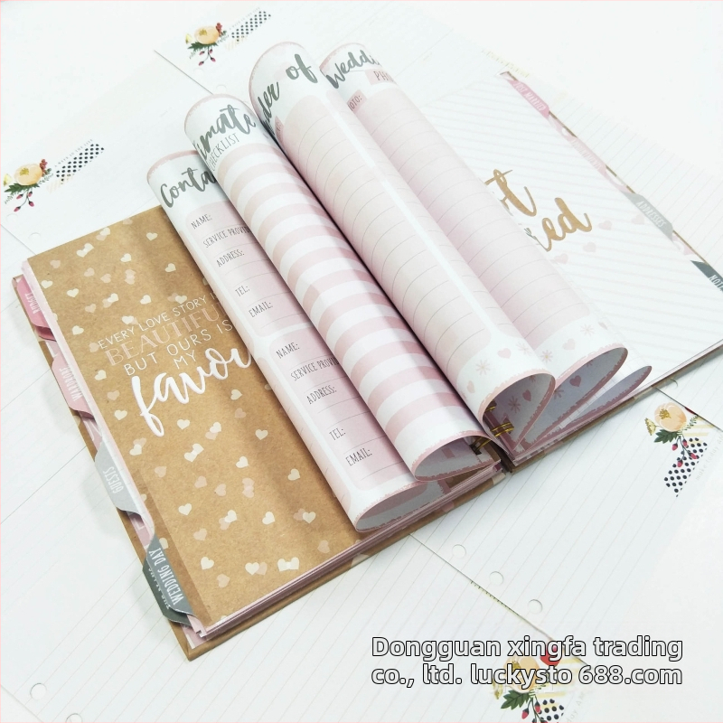 Jurnal de planificare a nunții cu spirală metalică, copertă din hârtie, 100 g hârtie neutră, element din aliaj de aluminiu