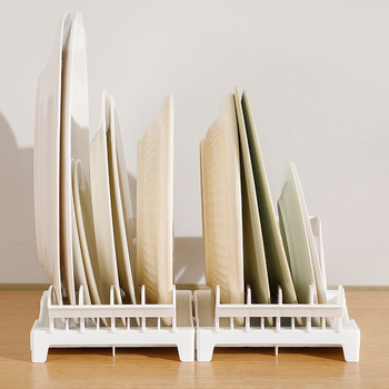 Raft de depozitare pentru farfurii pe blat cu drenaj și separator