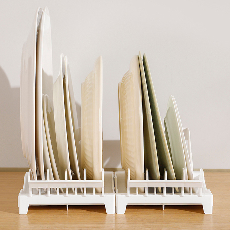 Raft de depozitare pentru farfurii pe blat cu drenaj și separator