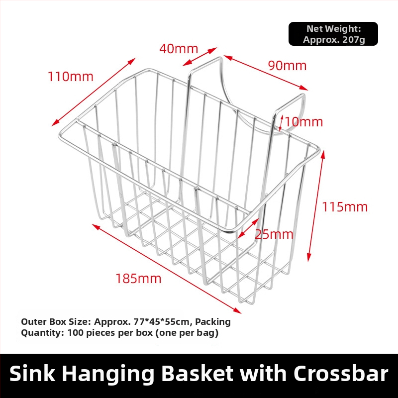Organizator din oțel inoxidabil pentru chiuvetă, două niveluri, montat pe perete pentru coș de drenaj și bureți