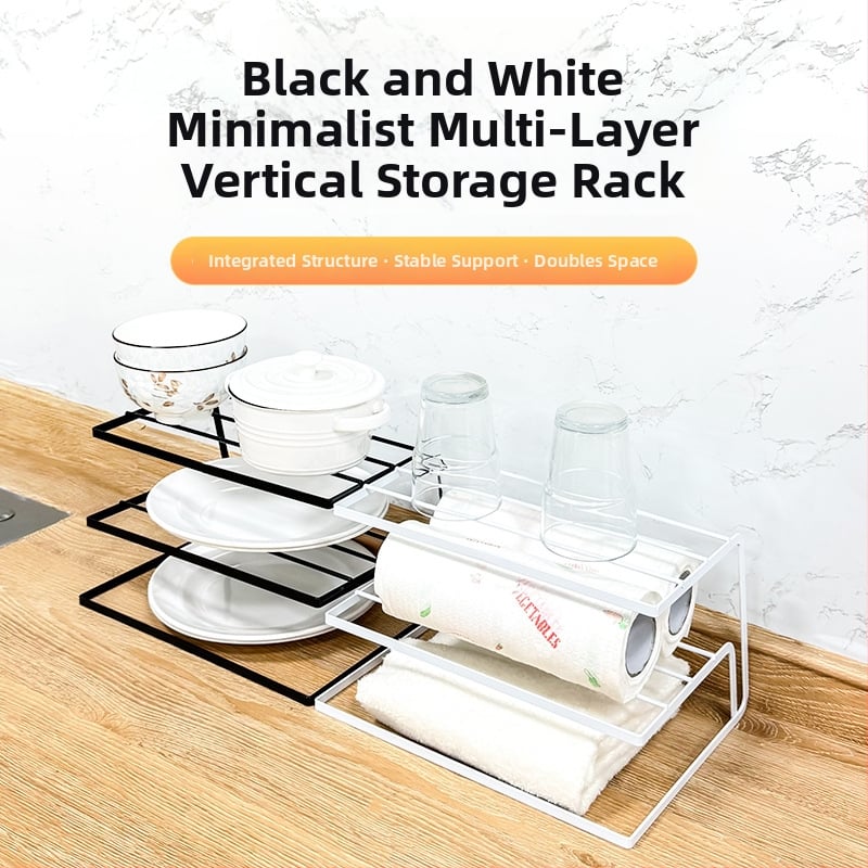 Raft pentru depozitare vase în dulapul de bucătărie, stil japonez, design stratificat cu drenaj, oțel carbon, multifuncțional, formă trapezoidală