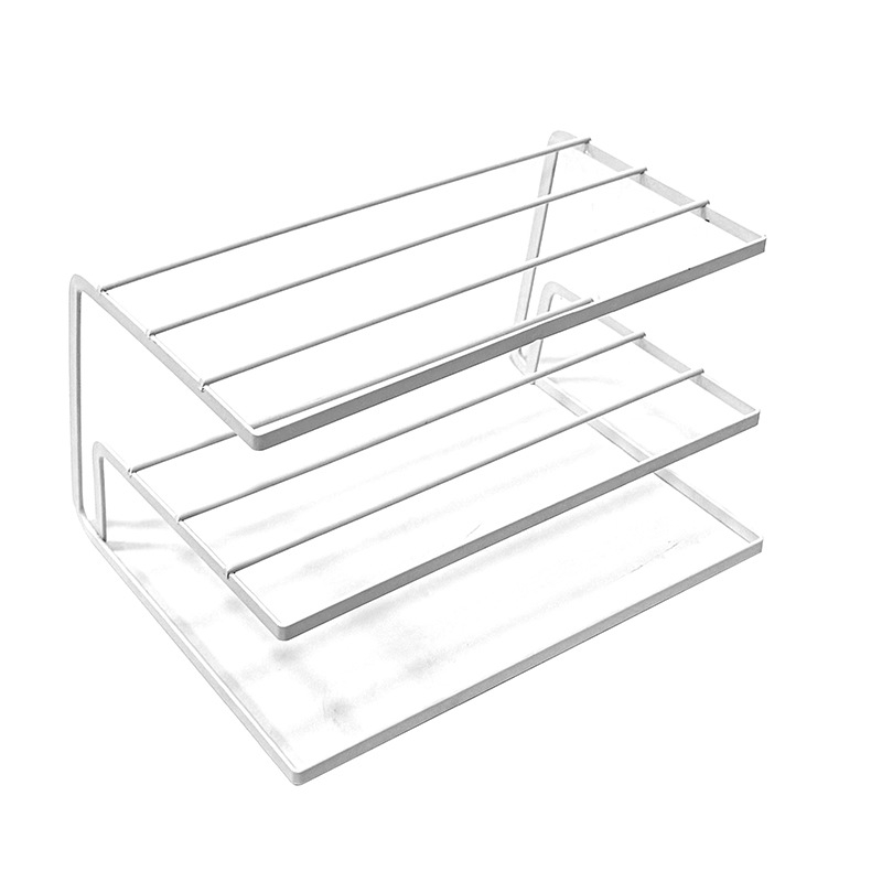 Raft pentru depozitare vase în dulapul de bucătărie, stil japonez, design stratificat cu drenaj, oțel carbon, multifuncțional, formă trapezoidală