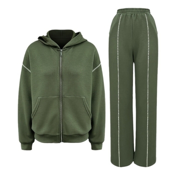 Ženski dvodijelni sportski set s uzorkom color-block, kapuljačom na zip, debeli topli materijal
