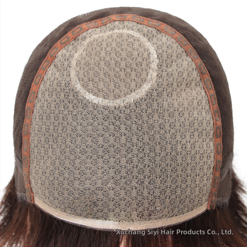 Perucă scurtă dreaptă pentru femei, țesută manual, păr uman, potrivită pentru perm și vopsire