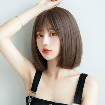 Qi frufli rövid, egyenes paróka — Bobo Head modell, hőálló szálak, koreai-stílusú elegáns megjelenés, festhető