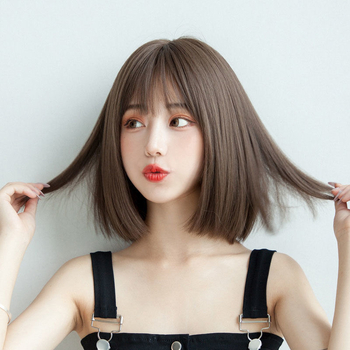 Qi frufli rövid, egyenes paróka — Bobo Head modell, hőálló szálak, koreai-stílusú elegáns megjelenés, festhető