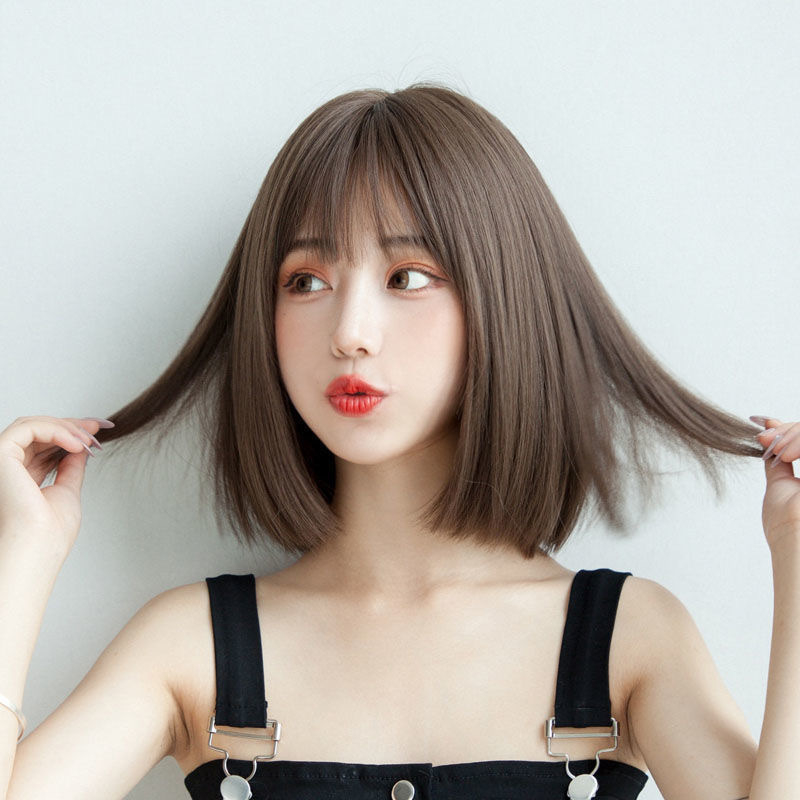 Qi frufli rövid, egyenes paróka — Bobo Head modell, hőálló szálak, koreai-stílusú elegáns megjelenés, festhető