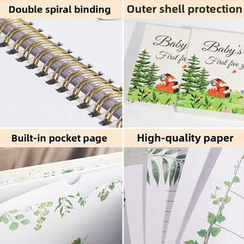 Σημειωματάριο ανάπτυξης μωρού - σπειροειδές δέσιμο, χαρτί offset διπλής όψης 120 g, σε κουτί δώρου