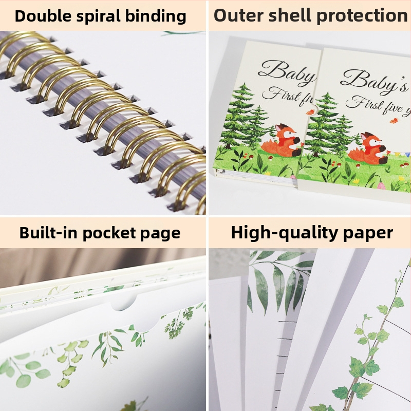 Σημειωματάριο ανάπτυξης μωρού - σπειροειδές δέσιμο, χαρτί offset διπλής όψης 120 g, σε κουτί δώρου