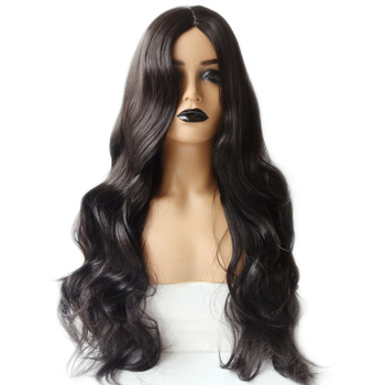 Perucă pentru femei, păr buclat cu despărțire medie, model 103F, fibre rezistente la căldură, construcție cu mecanism, nu poate fi vopsită și nu se poate face perm