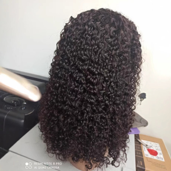 Perucă din păr real uman, croșetată manual, păr lung cu bucle și breton, model Burmese, potrivită pentru vopsire și pentru permanent