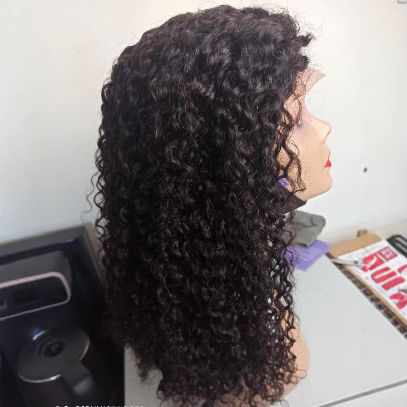 Perucă din păr real uman, croșetată manual, păr lung cu bucle și breton, model Burmese, potrivită pentru vopsire și pentru permanent