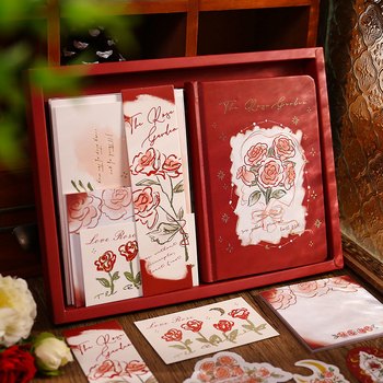 Σετ ημερολογίου με ρομαντικό ύφος, βιντάζ κουτί, δέσιμο χωρίς μεταλλικά στοιχεία, χαρτί 100 g/m², 100–200 σελίδες