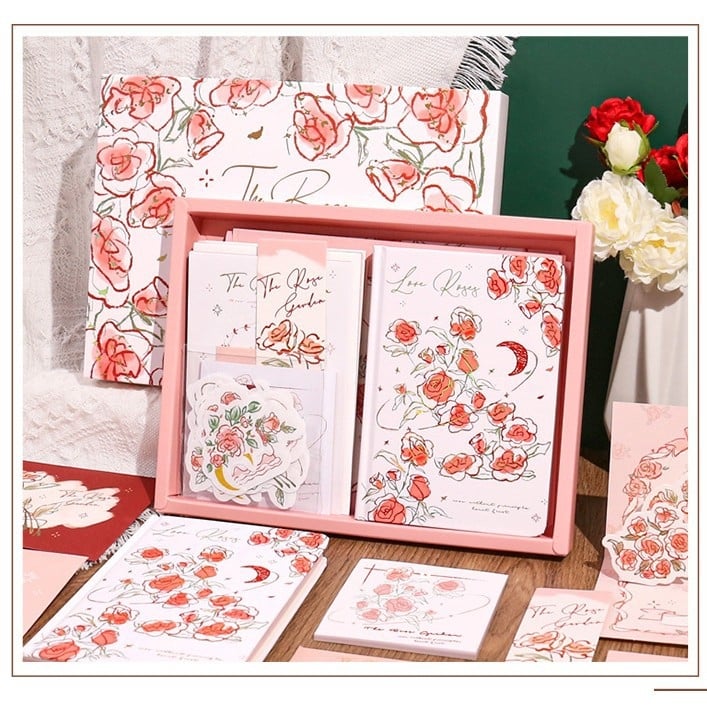 Σετ ημερολογίου με ρομαντικό ύφος, βιντάζ κουτί, δέσιμο χωρίς μεταλλικά στοιχεία, χαρτί 100 g/m², 100–200 σελίδες