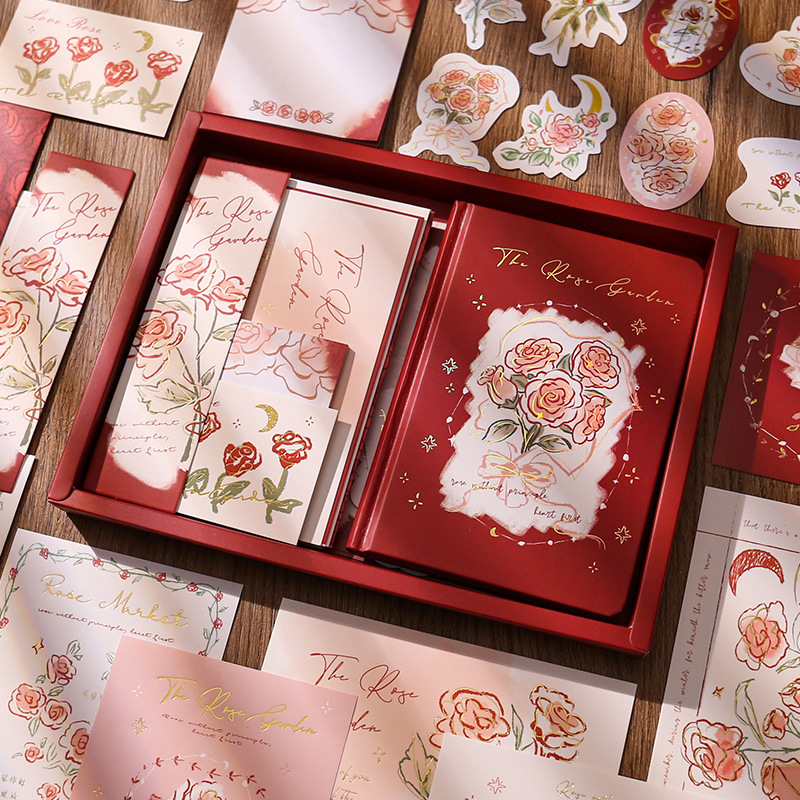 Σετ ημερολογίου με ρομαντικό ύφος, βιντάζ κουτί, δέσιμο χωρίς μεταλλικά στοιχεία, χαρτί 100 g/m², 100–200 σελίδες