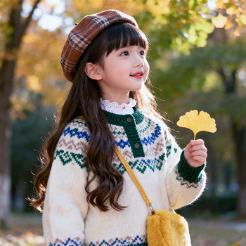 Perucă lungă pentru copii, bucle cu breton — fire termorezistente, construcție cu mecanism, stil dulce