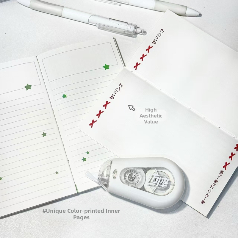 Σημειωματάριο σε στυλ Ins με ρετρό σχέδιο τετραφυλλίου, εξώφυλλο από χαρτί, 1–50 σελίδες