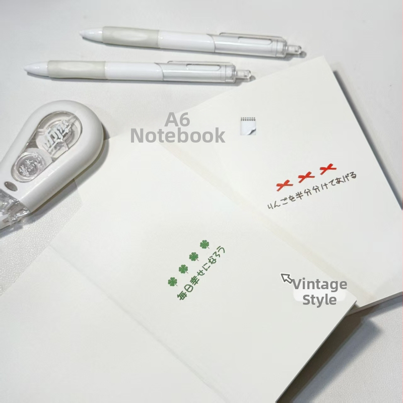 Σημειωματάριο σε στυλ Ins με ρετρό σχέδιο τετραφυλλίου, εξώφυλλο από χαρτί, 1–50 σελίδες