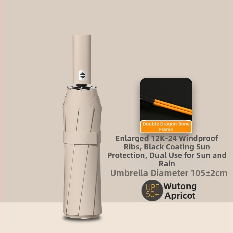 24‑ребра автоматичен сгъваем чадър за жени – рекламно чадър с лого, UV защита UPF 40+, 190T удароустойчива материя