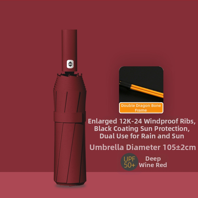 24‑ребра автоматичен сгъваем чадър за жени – рекламно чадър с лого, UV защита UPF 40+, 190T удароустойчива материя