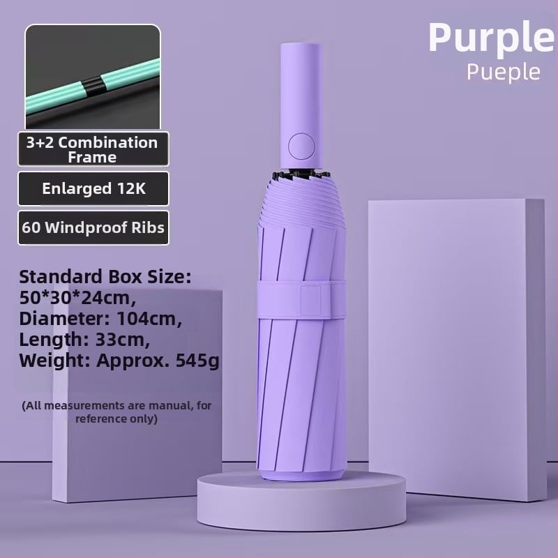 24‑ребра автоматичен сгъваем чадър за жени – рекламно чадър с лого, UV защита UPF 40+, 190T удароустойчива материя