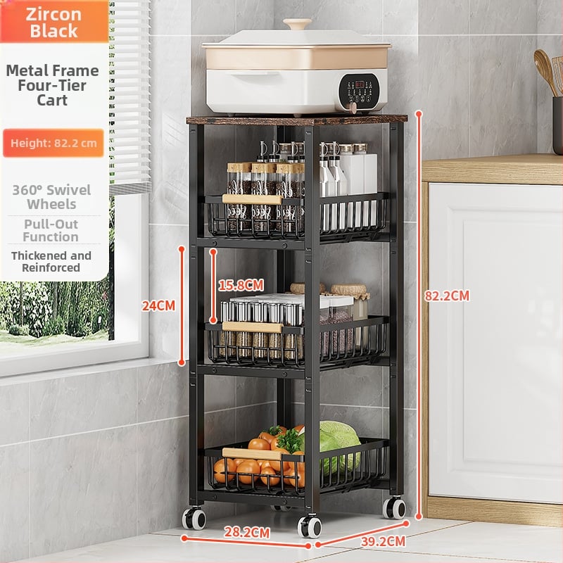 Kuhinjski stalak za prostor između ormarića, višeslojni, slobodno stojeći; materijal: željezna žica; funkcija: višestruka i uklonjiva; stil: moderni minimalistički; marka: Jiatemei