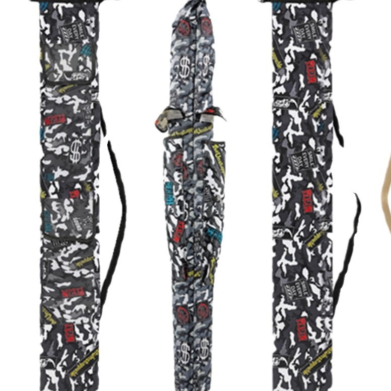 Geantă de echipament de pescuit din pânză, pentru undițe și plase, pliabilă, Oxford, cu buzunar lateral