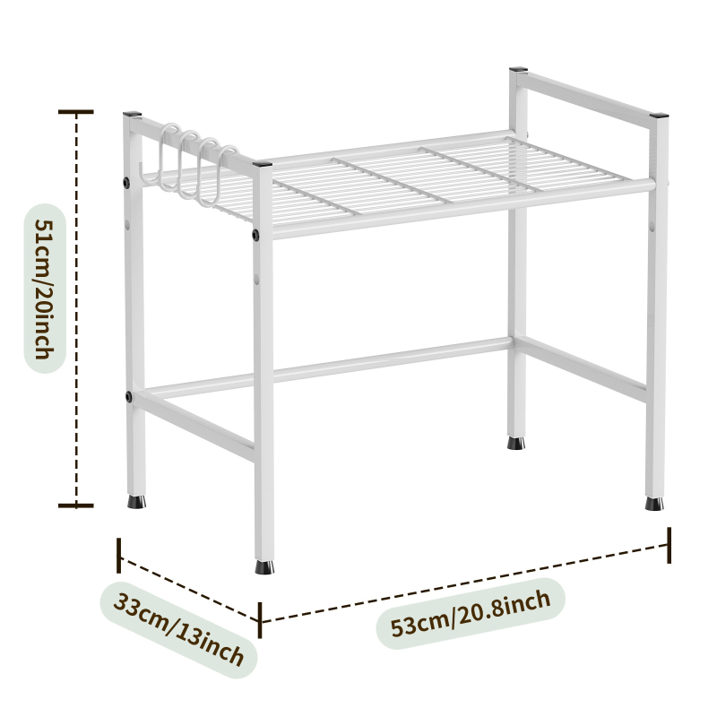 Kuchynský regál na mikrovlnnú rúru a rúru, stolný, nastaviteľná výška, viacvrstvový úložný priestor, moderný minimalistický štýl, Beautiful Style značka