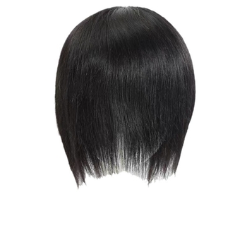 Perucă completă țesută manual, păr real, bob scurt, poate fi vopsită și tratată cu perma, breton drept sau înclinat, perucă pentru femei, aspect natural